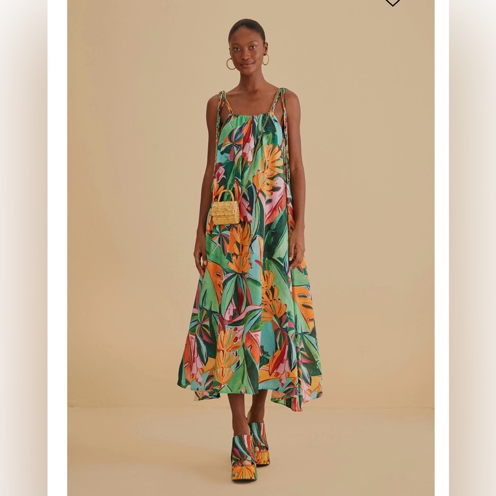 Farm Rio Banana Foliage Midi Dress